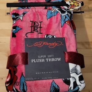 Ed Hardy Pink Plush Throw